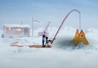 Pêche à la canne pour le jeu bonus Ice Fishing Live